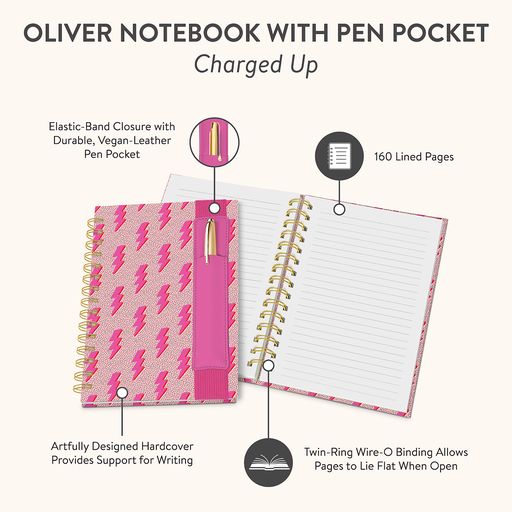 Charged Up Oliver Notebook with Pen Pocket