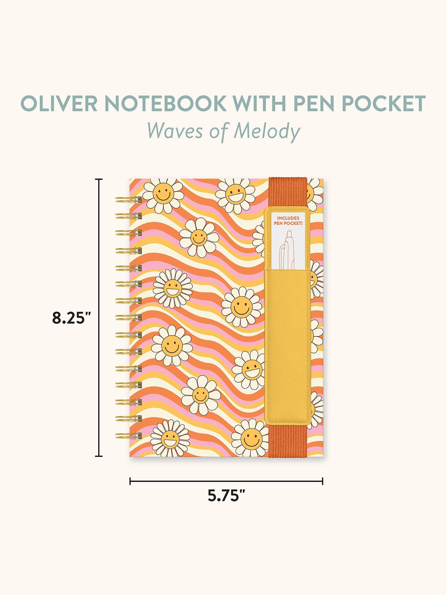 Waves of Melody Oliver Notebook with Pen Pocket