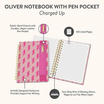 Charged Up Oliver Notebook with Pen Pocket
