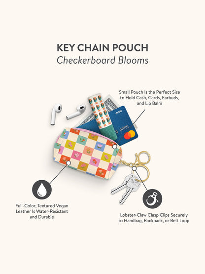 Checkerboard Blooms Key Chain Pouch