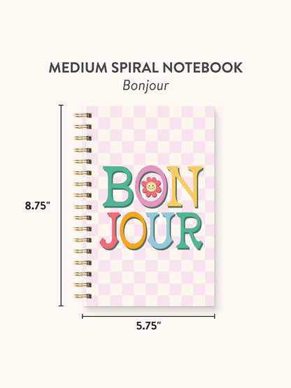 Bonjour Medium Spiral Notebook