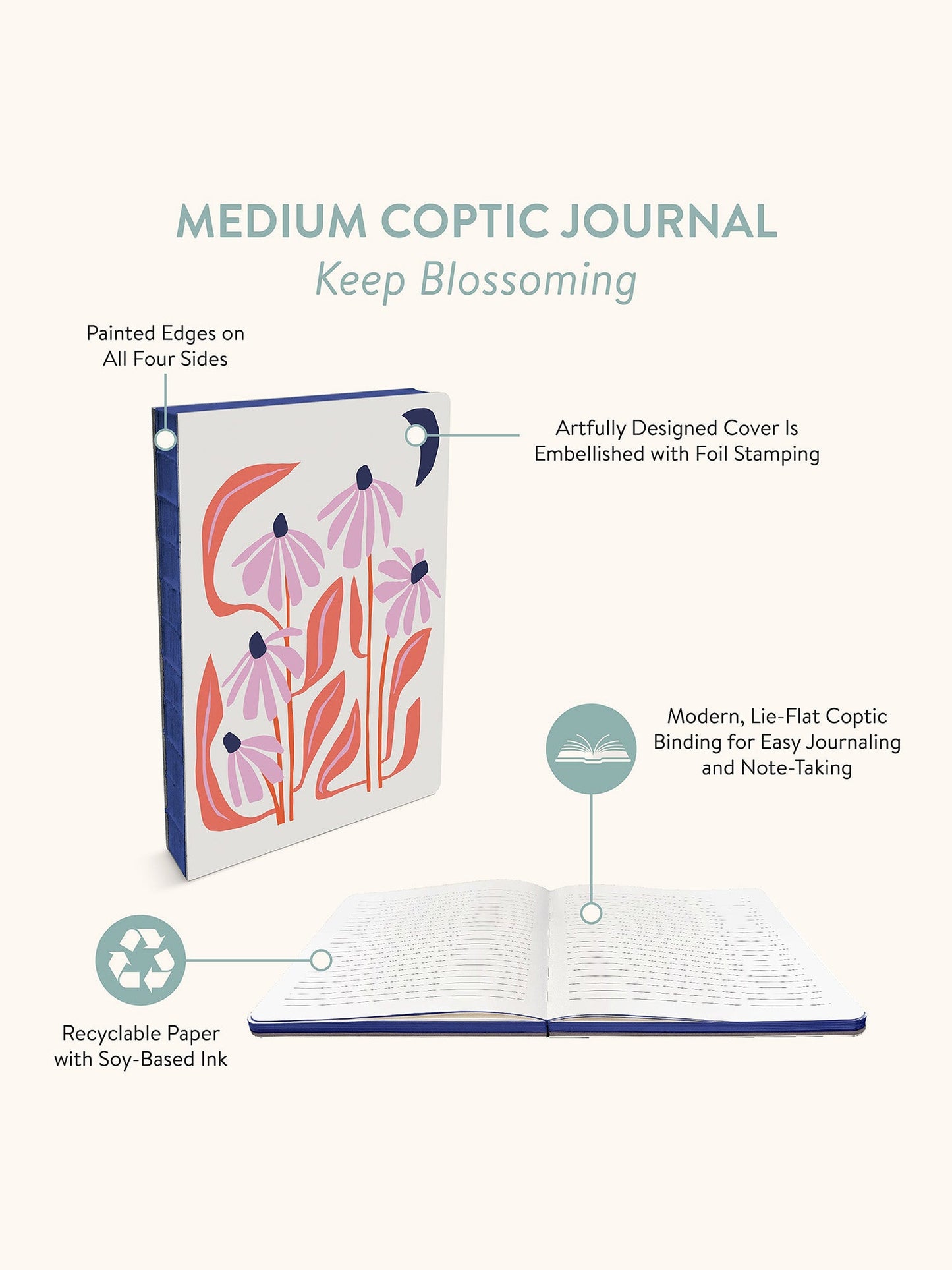 Keep Blossoming Medium Coptic-Bound Journal
