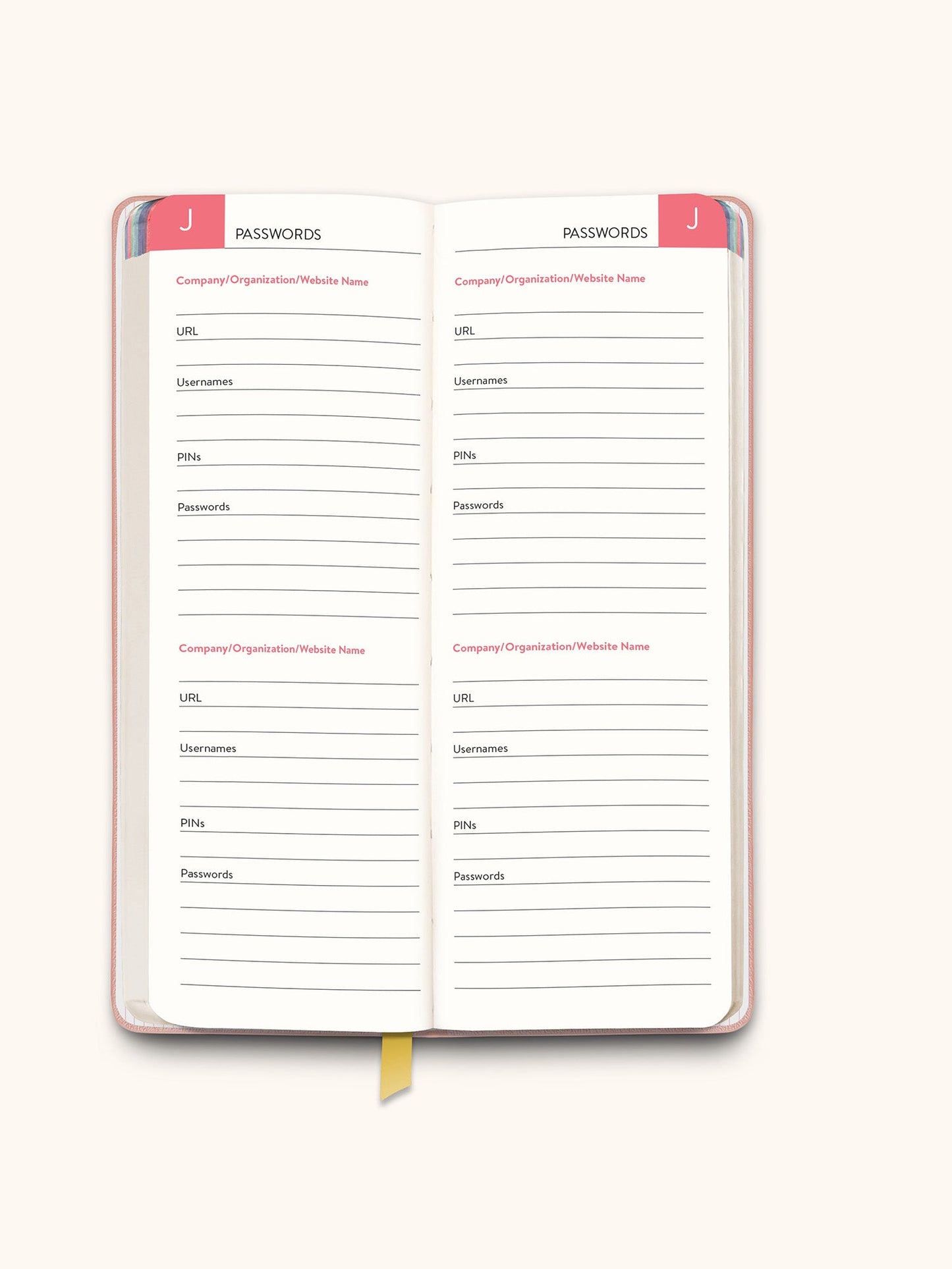 Pink Password Jotter Journal
