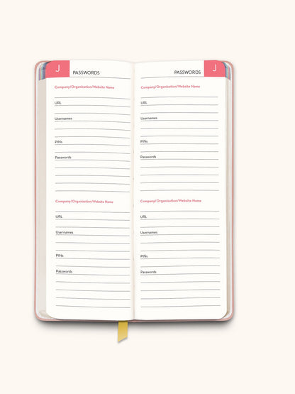 Pink Password Jotter Journal