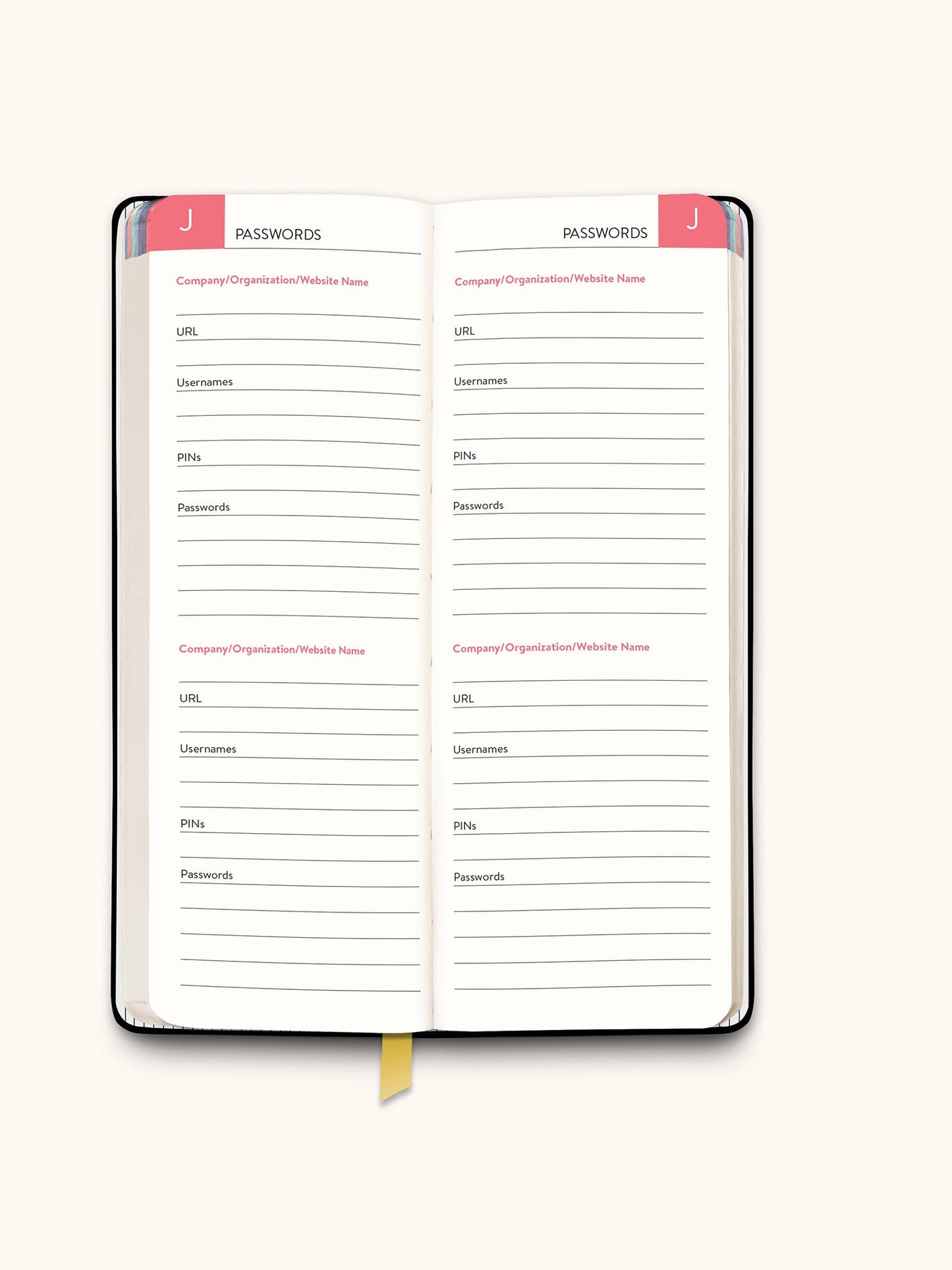 Black Password Jotter Journal