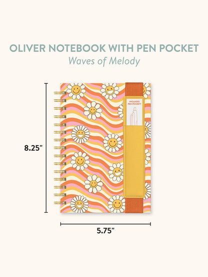 Waves of Melody Oliver Notebook with Pen Pocket