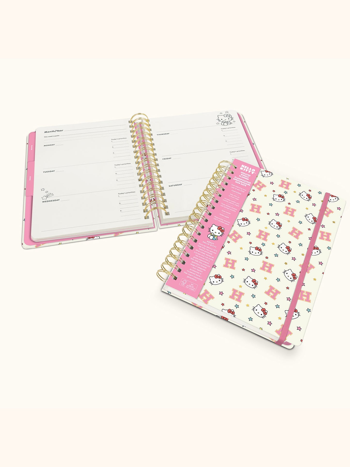 Hello Kitty College Letters Undated Tri-Tab Planner