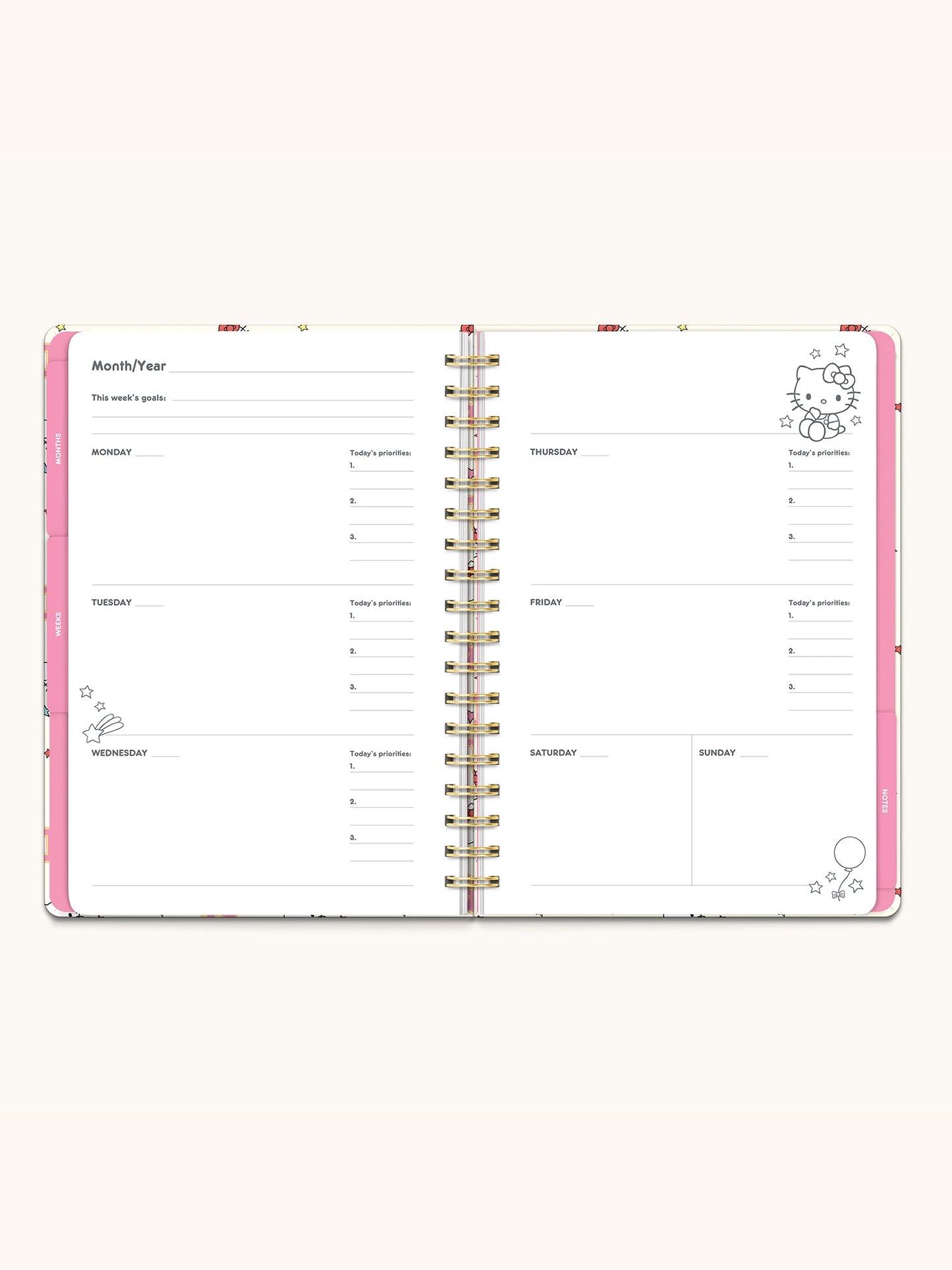 Hello Kitty College Letters Undated Tri-Tab Planner
