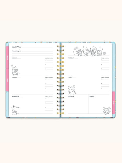 Hello Kitty and Friends College Letters Blue Undated Tri-Tab Planner