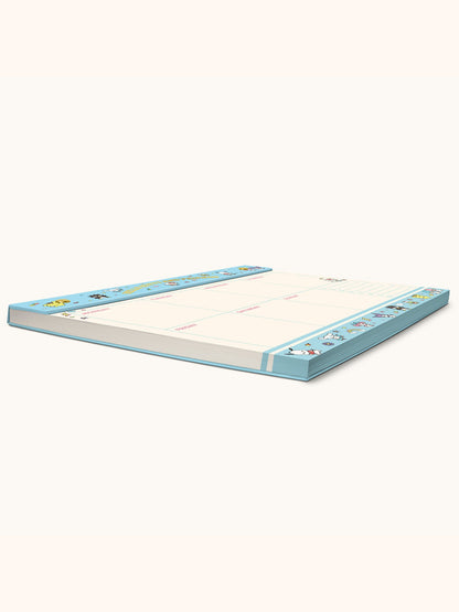 Hello Kitty and Friends College Letters Blue Weekly Desk Pad with Grommets & Sticker Sheet