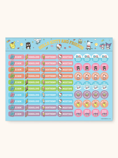 Hello Kitty and Friends College Letters Blue Weekly Desk Pad with Grommets & Sticker Sheet