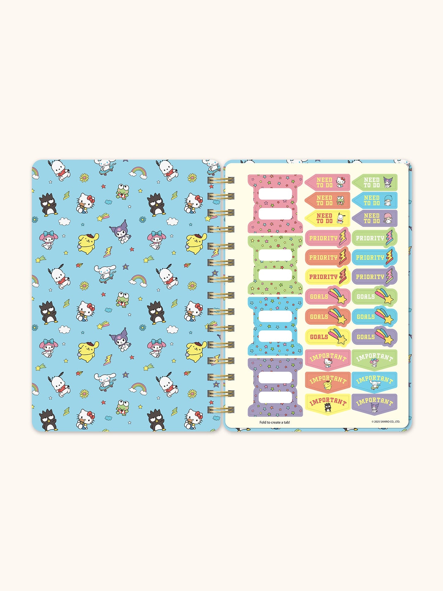 Hello Kitty and Friends College Letters Blue Agatha Notebook with Sticker Sheet