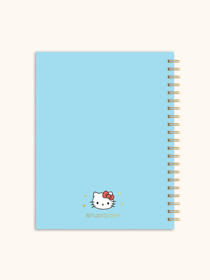Hello Kitty and Friends College Letters Blue Extra-Large Spiral Notebook with Pocket & Sticker Sheet