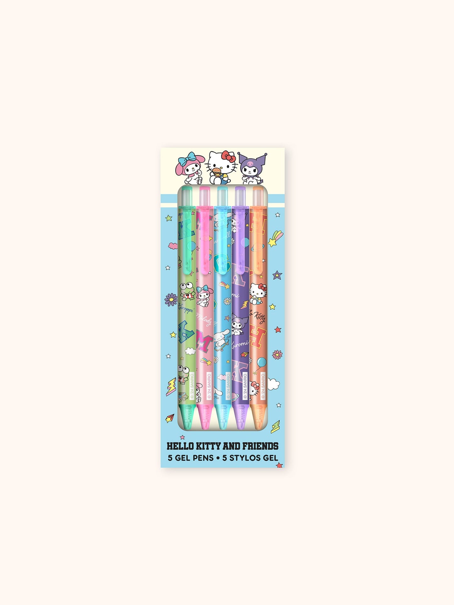 Hello Kitty and Friends College Letters Blue Gel Pen Set