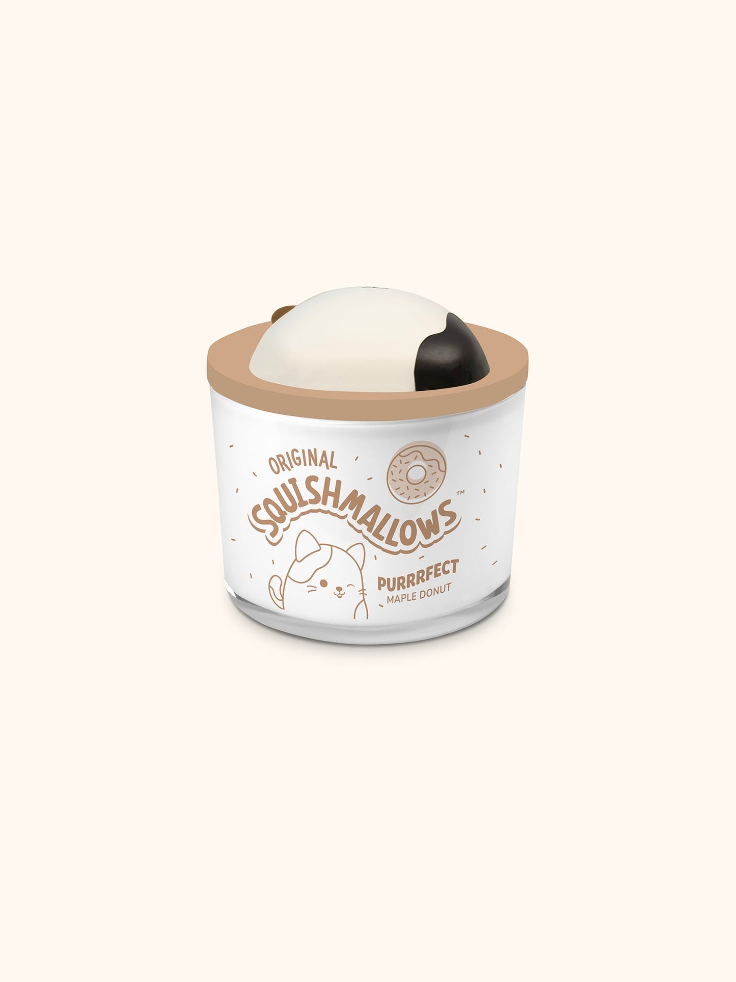 Squishmallows Cam Candle with Squishy Puff - Purrrfect Maple Donut