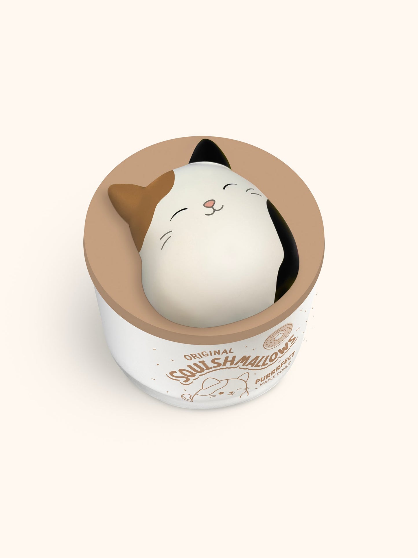 Squishmallows Cam Candle with Squishy Puff - Purrrfect Maple Donut