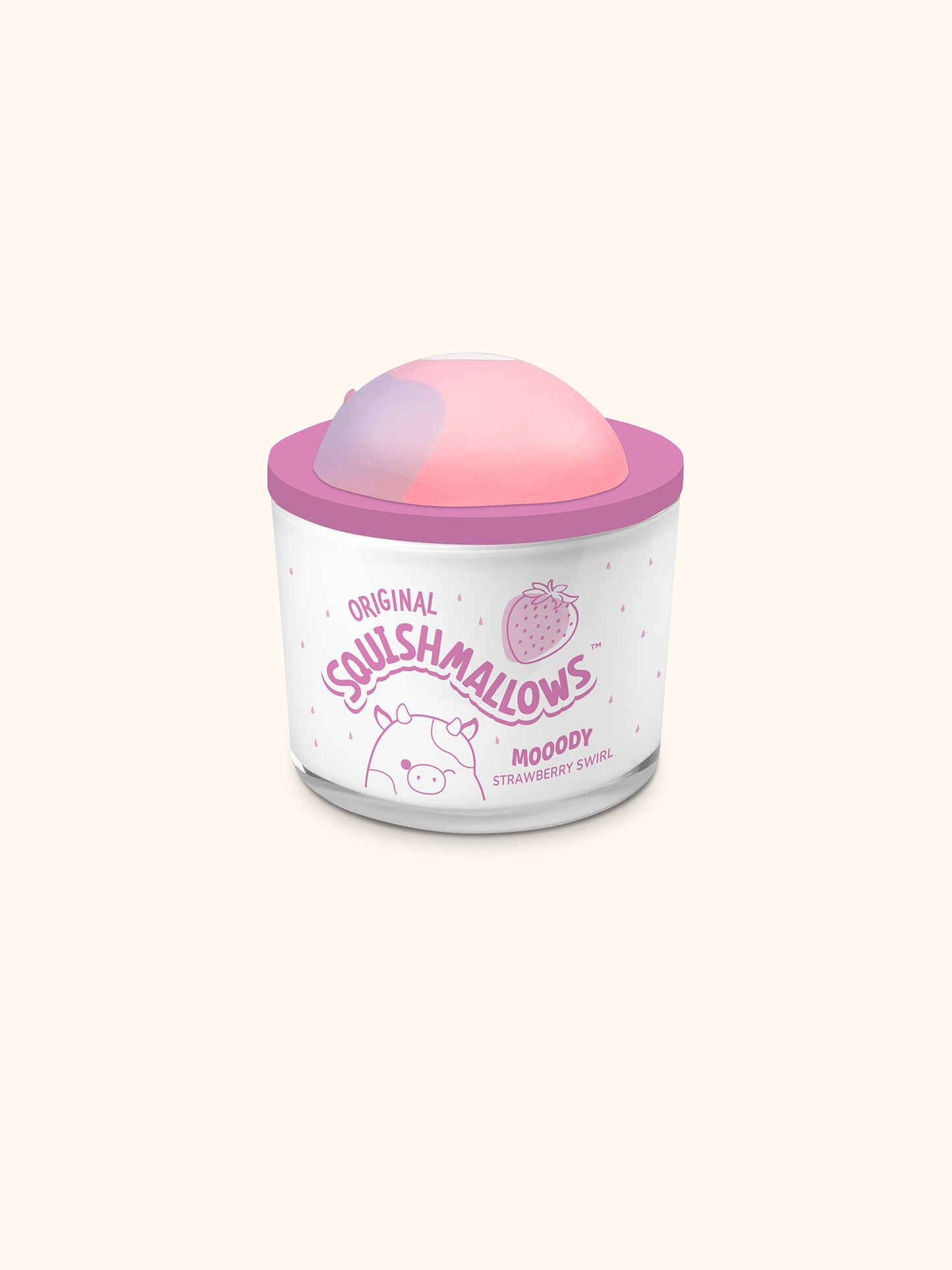 Squishmallows Patty Candle with Squishy Puff - Moody Strawberry Swirl