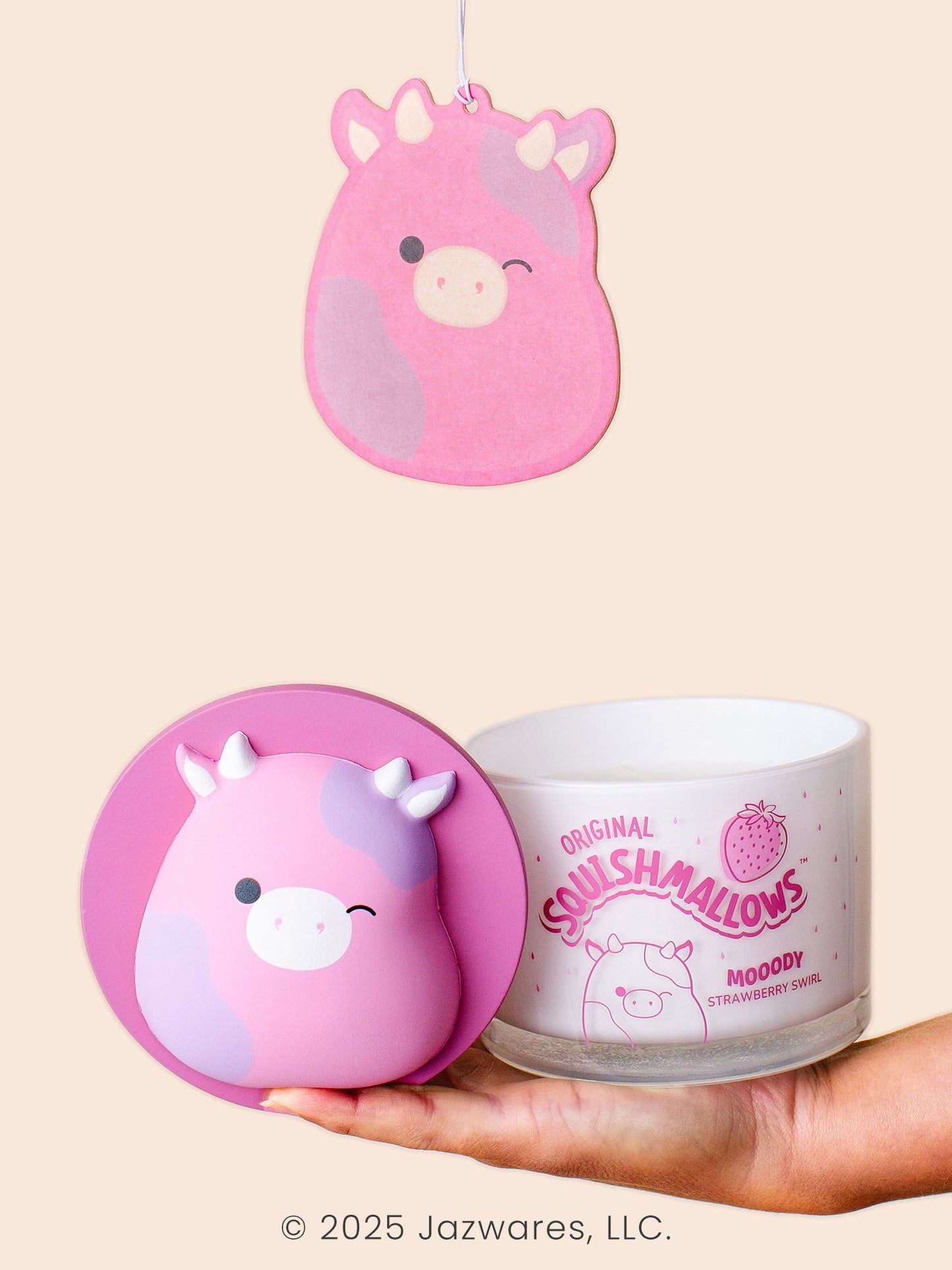 Squishmallows Patty Candle with Squishy Puff - Moody Strawberry Swirl