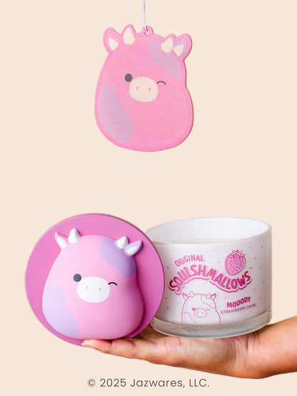 Squishmallows Patty Candle with Squishy Puff - Moody Strawberry Swirl