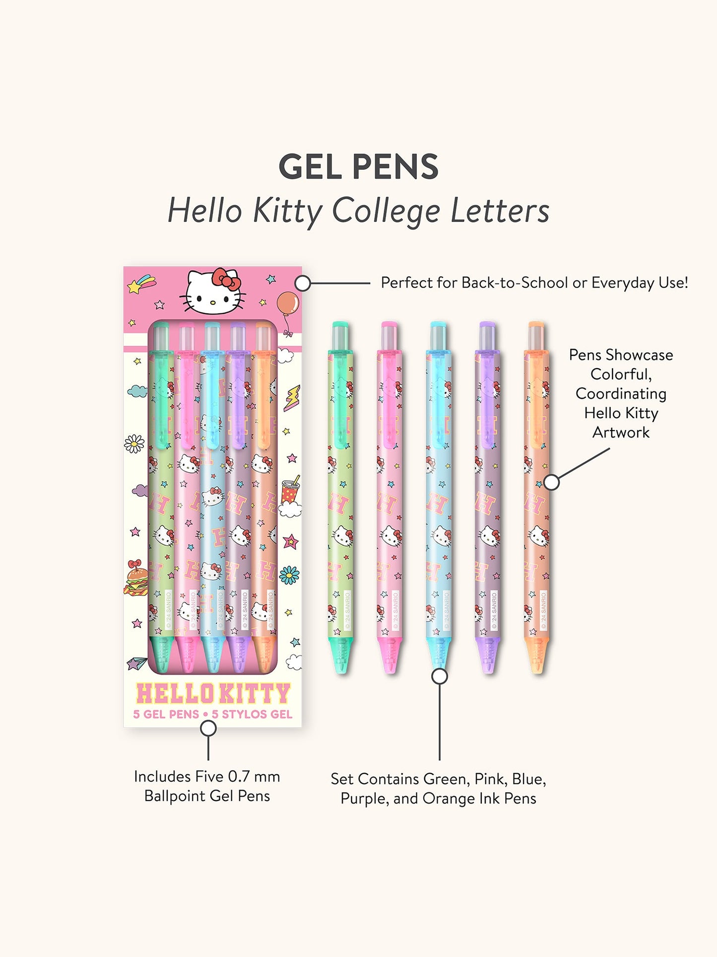 Hello Kitty College Letters Gel Pens