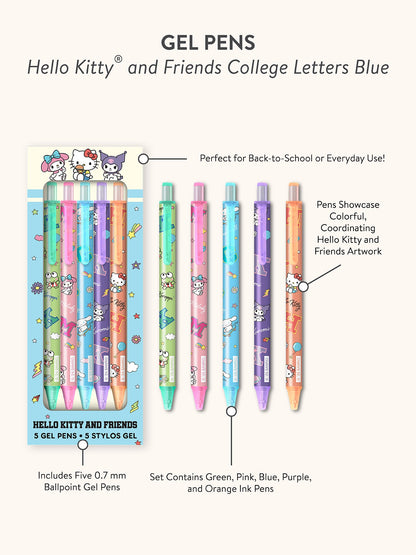 Hello Kitty and Friends College Letters Blue Gel Pen Set