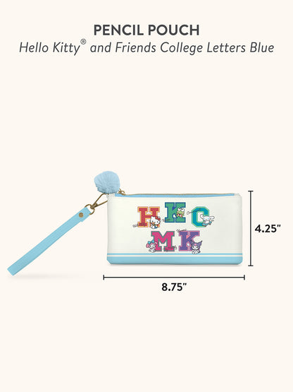 Hello Kitty and Friends College Letters Blue Pencil Pouch