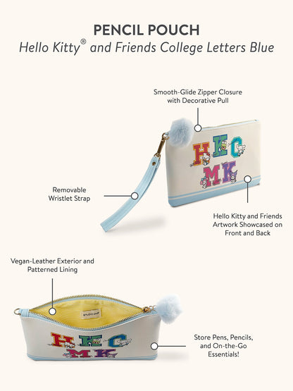 Hello Kitty and Friends College Letters Blue Pencil Pouch