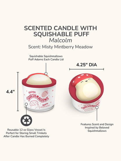 Squishmallows Malcolm Candle with Squishy Puff - Misty Mintberry Meadow