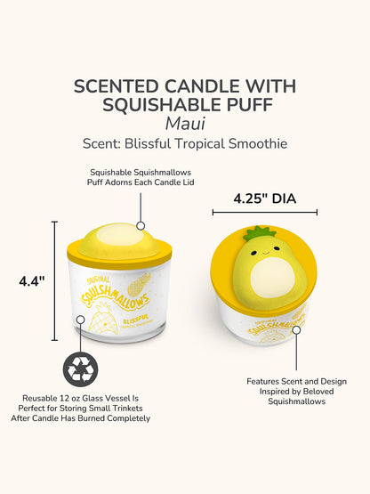 Squishmallows Maui Candle with Squishy Puff - Blissful Tropical Smoothie
