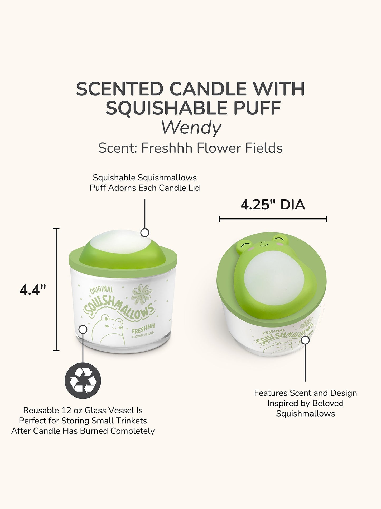 Squishmallows Wendy Candle with Squishy Puff - Freshhh Flower Fields