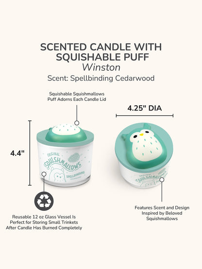 Squishmallows Winston Candle with Squishy Puff - Spellbinding Cedarwood